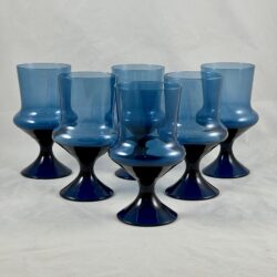 Mid-Century Swedish Denby-Milnor Blue Flare Goblets, S/6